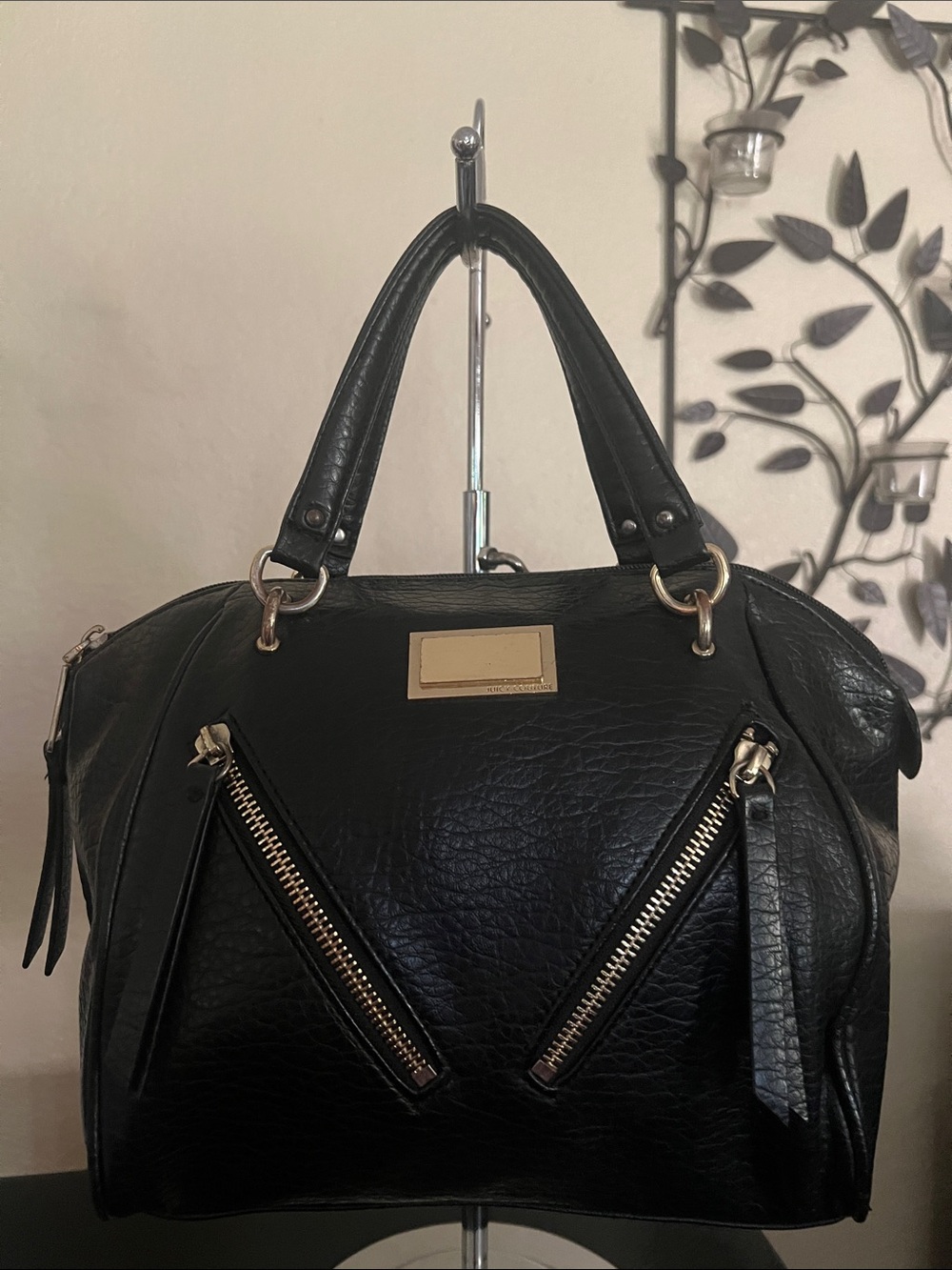 Juicy Couture Classic Black Satchel Handbag with Gold Hardware